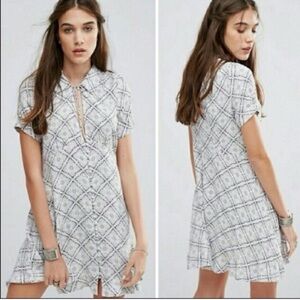 Free People 90s Style Geometric Boho Mini Dress